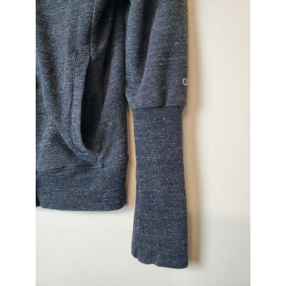 ALO Yoga Sherpa Lined Hooded Jacket Small Snap Front Gray Thumbholes Hoodie - Picture 2 of 8